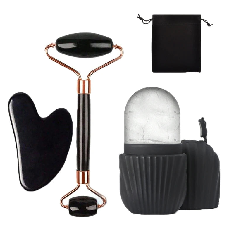 NordGlow™ Ultimate Hudpleiesett (3-i-1) | Is-rulle & Gua Sha