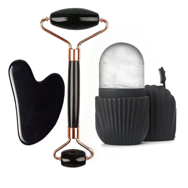 NordGlow™ Ultimate Hudpleiesett (3-i-1) | Is-rulle & Gua Sha